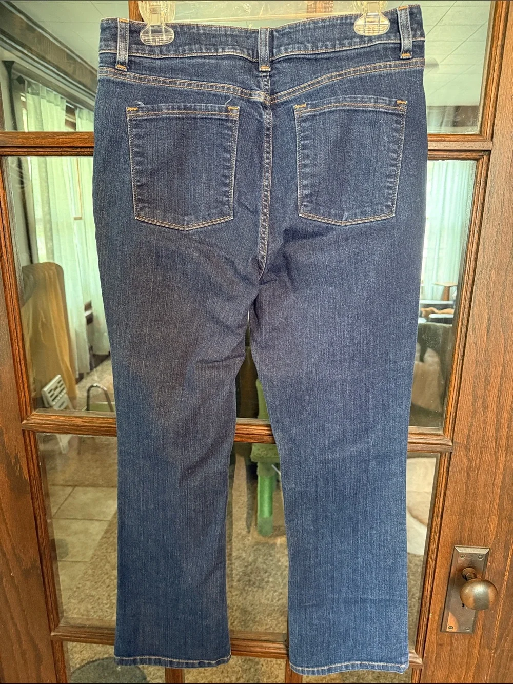 LL Bean Classic Fit Straight Leg Jeans Women 12 Reg Dark Indigo Blue Denim Pants